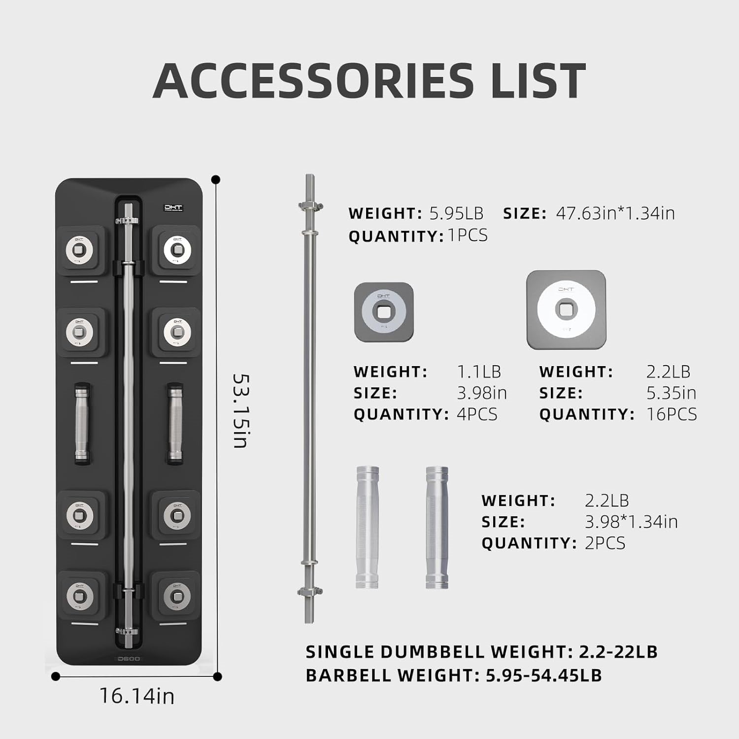 مجموعة دامبل مع بار متغير 25كيلو